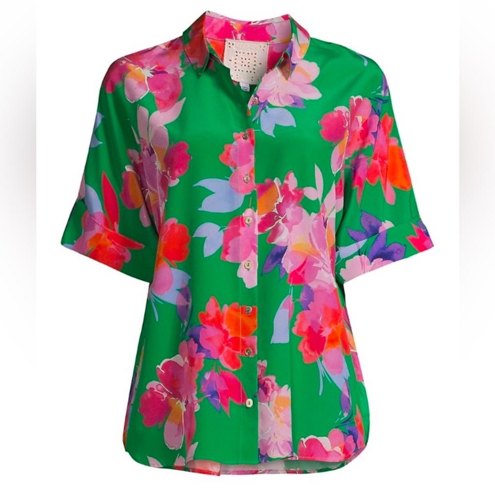 Johnny Was Nadine Floral Silk Shirt XL